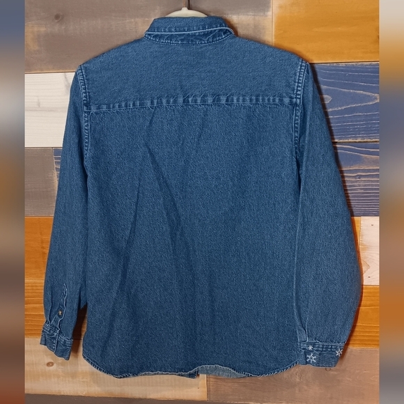 Westbound Vintage Snowman Holiday Denim Shirt L - Picture 5 of 6